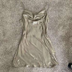 Never worn gold Zara slip dress